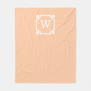 Peach White Grekiska Nyckel Ram #2 Initial Monogra Fleecefilt