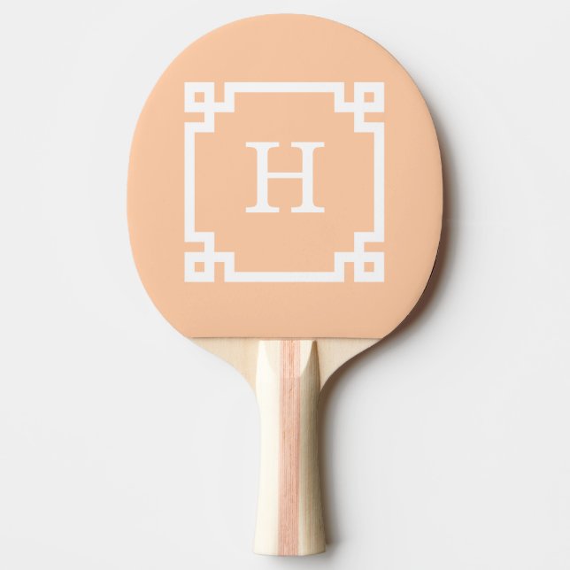 Peach White Grekiska Nyckel Ram #2 Initial Monogra Pingisracket (Framsidan)