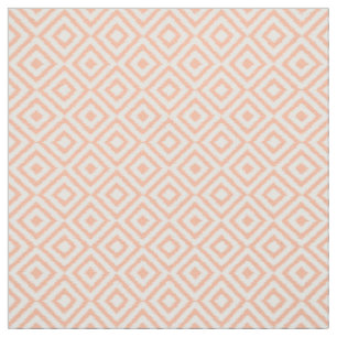 Peach White Ikat Square Mosaic Art Mönster Tyg