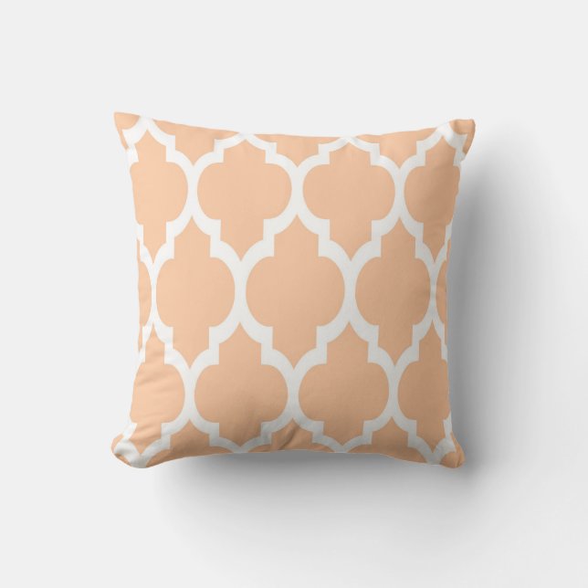 Peach White Moroccan Quatrefoil Mönster #4 Kudde (Framsida)