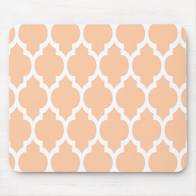 Peach White Moroccan Quatrefoil Mönster #4 Musmatta (Framsidan)