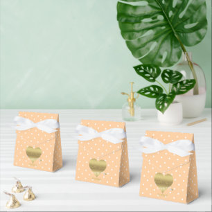 Peach White Polka dots Elegant bröllop Guest Party Presentaskar