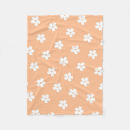 Peach White Tropical Blommigt Botanical Vår Summe Fleecefilt