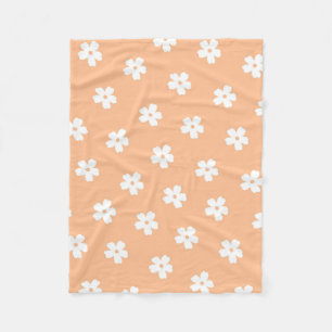 Peach White Tropical Blommigt Botanical Vår Summe Fleecefilt