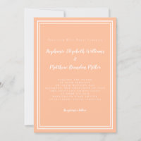 Peach White Wedding Enkel Minimalistisk Modern Chi