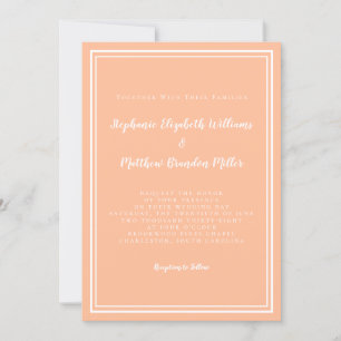 Peach White Wedding Enkel Minimalistisk Modern Chi Inbjudningar