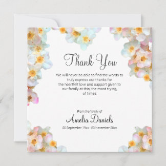 Peach Wildflower Funeral Thank You Card Inbjudningar
