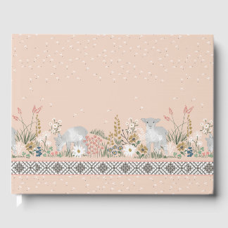 Peach Woodland Lamb Guestbook Gästböcker
