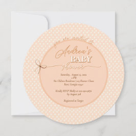 Peach-y Shoe String Baby Shower Inbjudningar