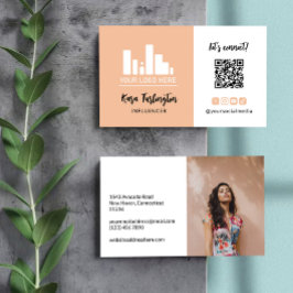 Peach your Logotyp QR Code Photo Social Media Visitkort