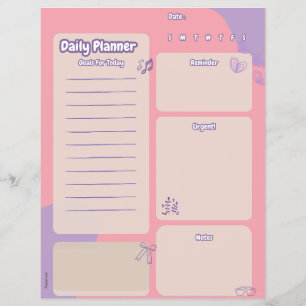 Peache och Lila Aesthetic Daily Planner Page Reklamblad
