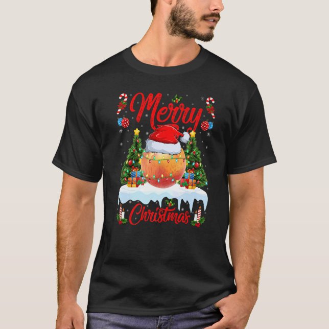Peaches Fruit Lights Xmas Tree Santa Peaches Chris T Shirt (Framsida)