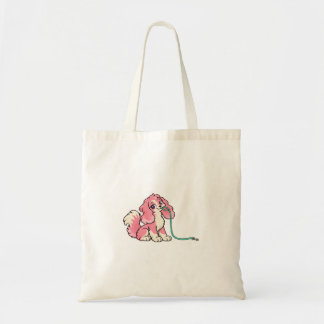 Peaches Rosa Hund med Mint Rem Totebag Tygkasse