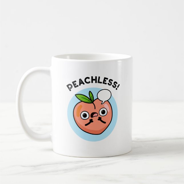 Peachless Funny Fruit Peach Pun Kaffemugg (Vänster)