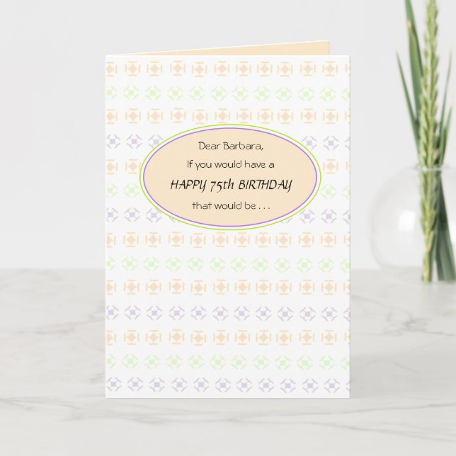 Peachy 75:e Birthday Greeting Card Kort (Framsida)
