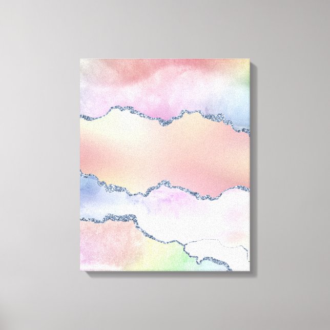 Peachy Agate | Söt Soft Pastel Watercolor Ombre Canvastryck (Framsida)