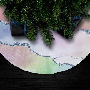 Peachy Agate Söt Soft Pastel Watercolor Ombre Julgransmatta Borstad Polyester
