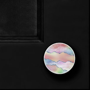 Peachy Agate Söt Soft Pastel Watercolor Ombre Knopp