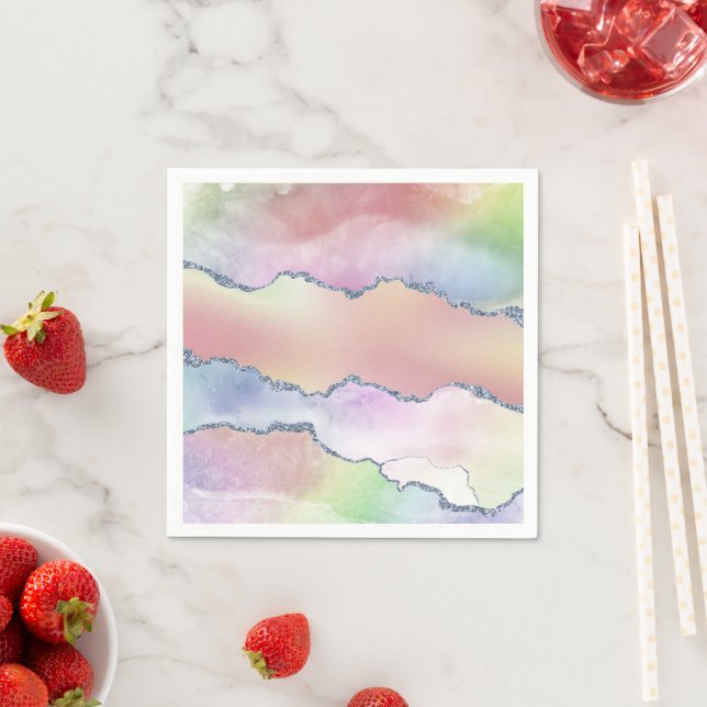 Peachy Agate | Söt Soft Pastel Watercolor Ombre Pappersservett (Insitu)