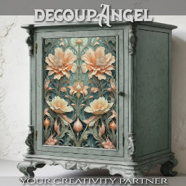 Peachy Aqua Elegance - Decoupage -
