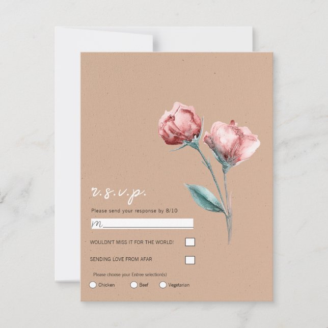 Peachy Beige Watercolor Blommigt Bröllop OSA Inbjudningar (Framsida)