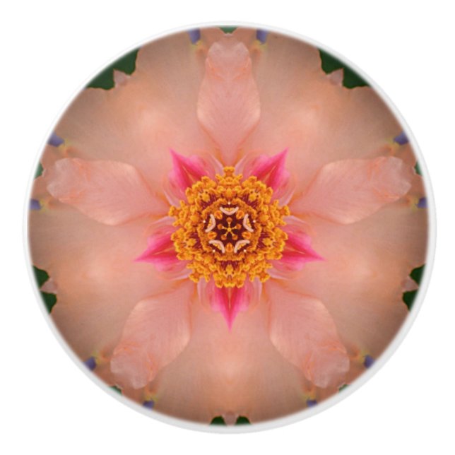 Peachy Blommigt Ceramic Knob Knopp (Framsidan)