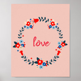 Peachy Blommigt Kärlek Poster