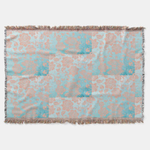 Peachy Blommigt Snöre & Teal Filt