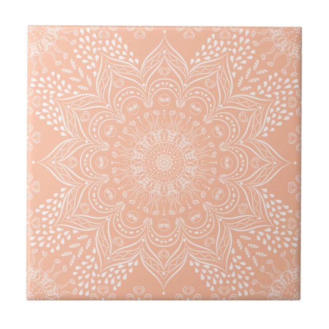 Peachy Boho Mandala Kakelplatta (Framsidan)