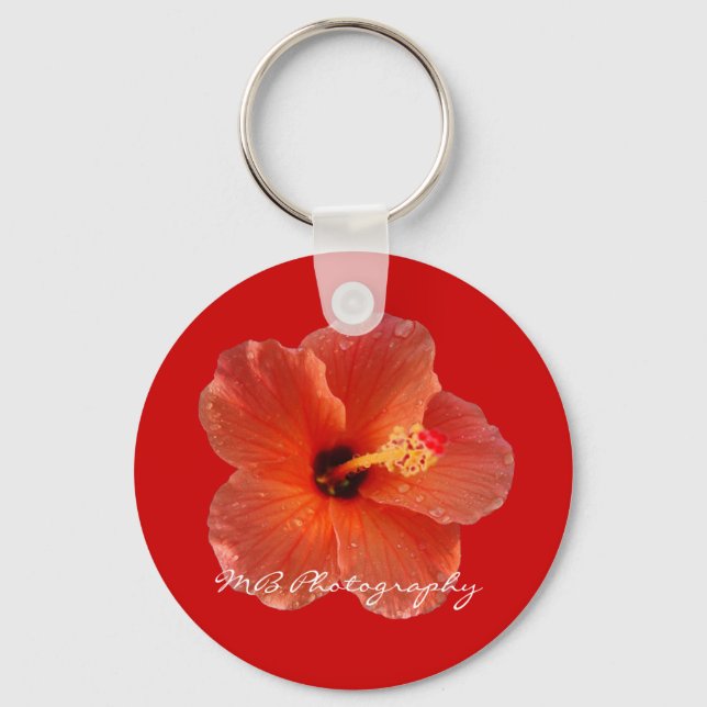 Peachy Hibiscus Keychain Nyckelring (Framsida)