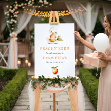 Peachy Keen Ankunge Baby Shower Välkomstskylt