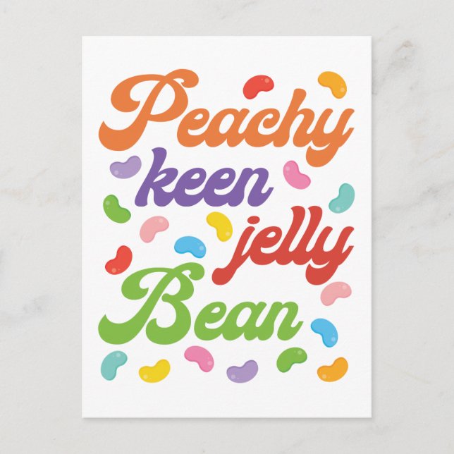 Peachy Keen Jelly Bean Påsk Candy Retro Vykort (Framsida)