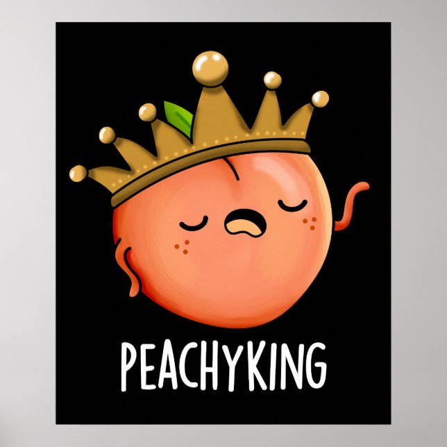 Peachy Kung Funny Peach Pun Mörk BG Poster (Framsidan)