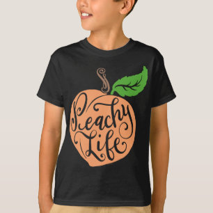 Peachy Life Unique Peach Citote Fruit Teckning Han T Shirt