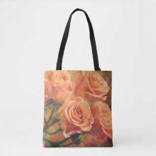 Peachy Orange Ro Art Tote Bag Tygkasse
