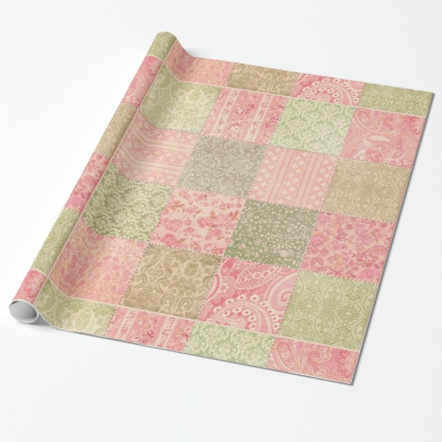 Peachy Patchwork Presentpapper (Utrullad)