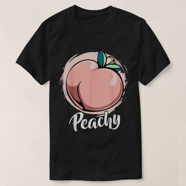 Peachy Peach Peacher Summer Fruit Retro Hippie Fe T Shirt (Design framsida)
