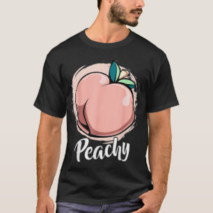 Peachy Peach Peacher Summer Fruit Retro Hippie Fe T Shirt