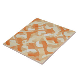 Peachy Petals Apricot Blommar Kaleidoscope Kakelplatta