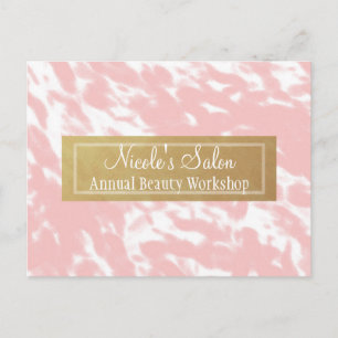 Peachy Pink & Faux Gold Chic Salong Event Postkort Vykort