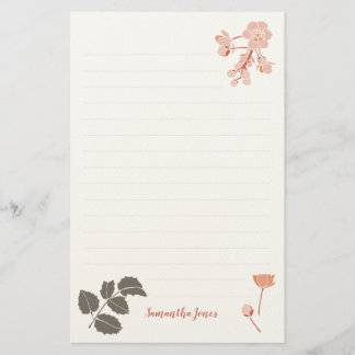Peachy Pink Oregon Grape Flower Letterhead Brevpapper