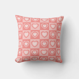 Peachy Pink Retro Hearts Valentine Gift Kudde