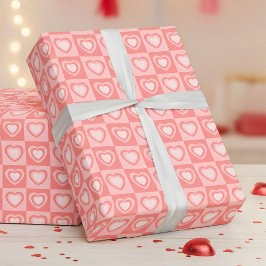Peachy Pink Retro Hearts Valentine Gift Presentpapper