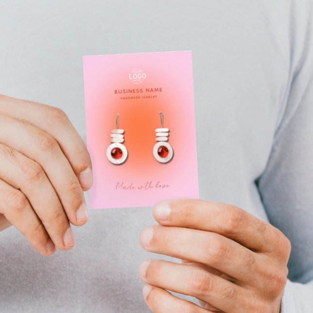 Peachy Rosa Aura Modern Earrings Visning Card Visitkort (Skapare uppladdad)