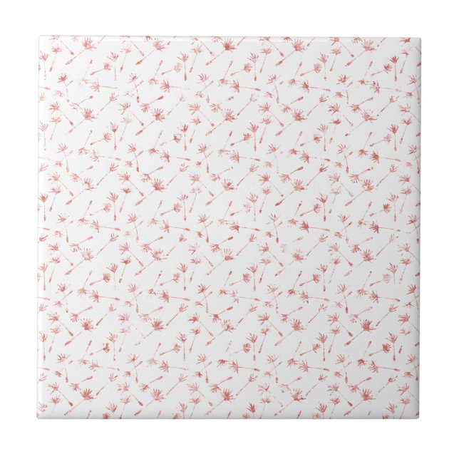 Peachy Rosa  Blommigt Glitzy Glitter Kakelplatta (Framsidan)