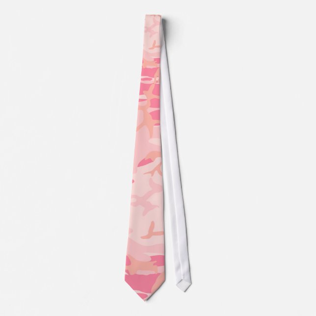 Peachy rosa Camo silkeslen manar Tie för nacke Slips (Framsida)