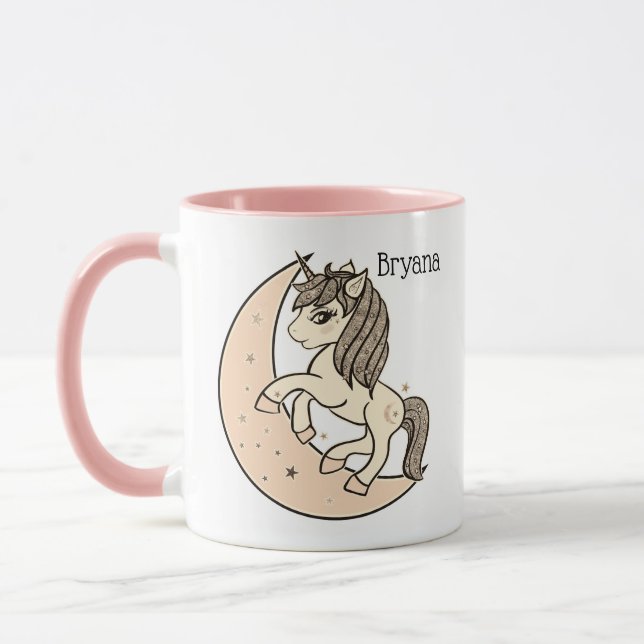 Peachy  Rosa Celestial Måne & Stars Unicorn Mugg (Vänster)