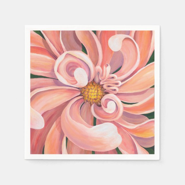 Peachy Rosa Dahlia - Pappra Party Napkins Pappersservett (Framsidan)