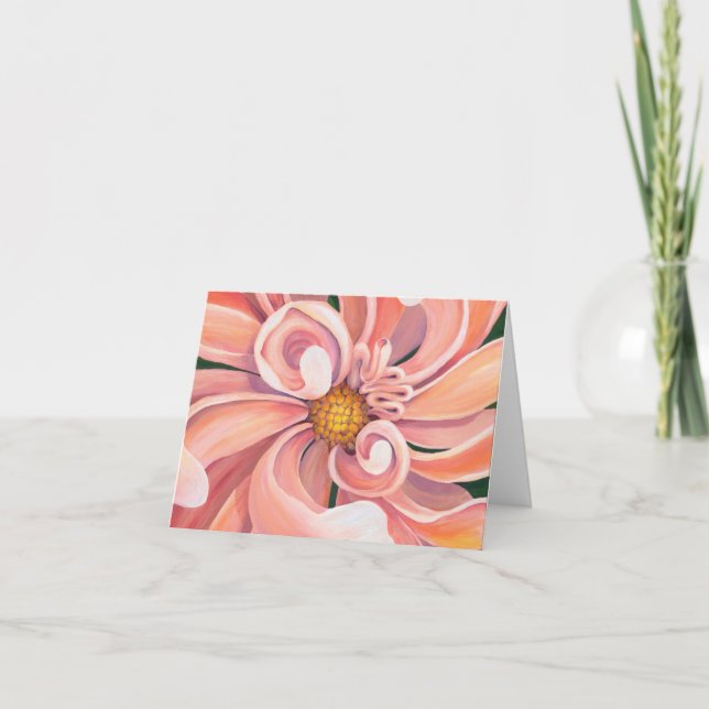 Peachy Rosa Dahlia - Tomt gratulationskort Tack Kort (Framsida)