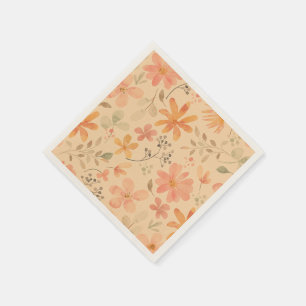Peachy - rosa golden blommönster pappersservett